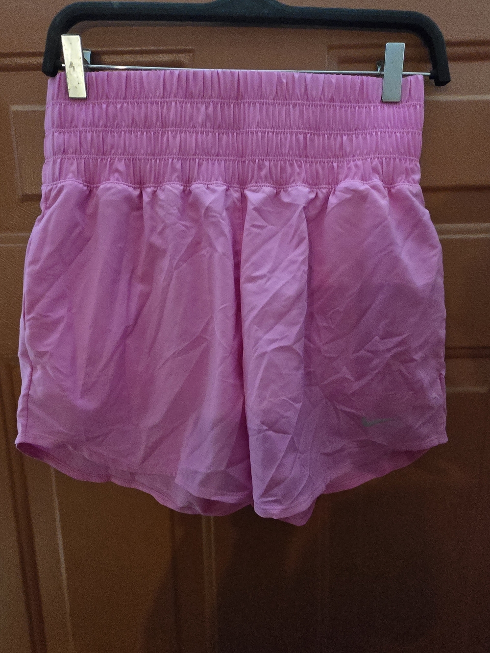 Nike Women's Pink Athletic High-Waist Smocked Shorts